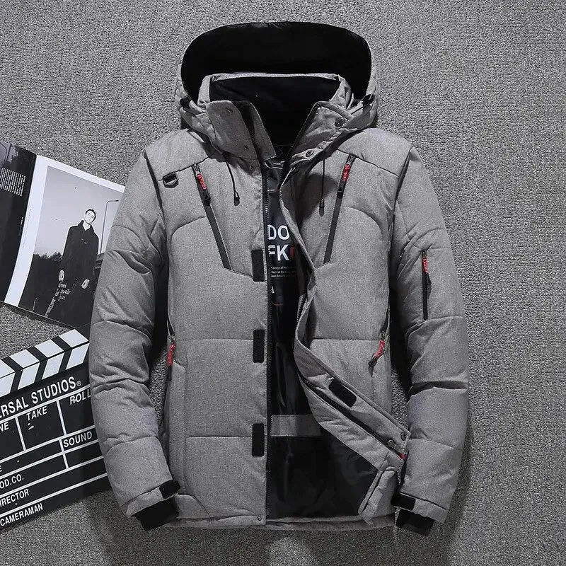 2024 Mens White Duck Down Jacket Warm Hooded Thick Puffer Jacket Coat Male Casual High Quality Overcoat Thermal Winter Parka