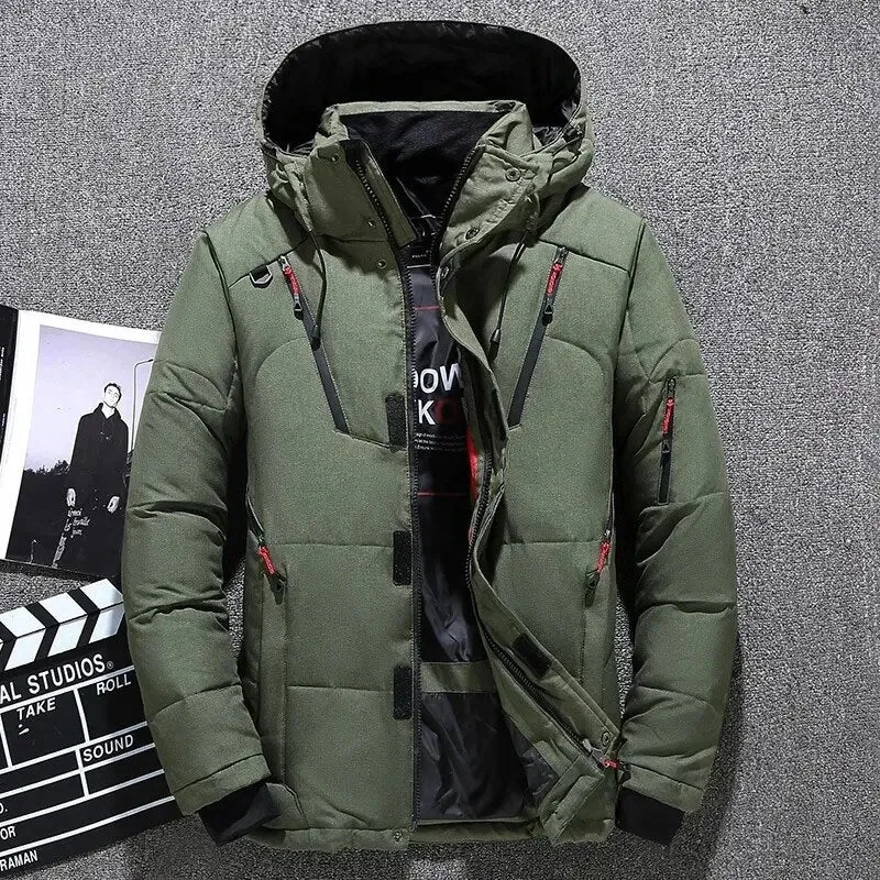 2024 Mens White Duck Down Jacket Warm Hooded Thick Puffer Jacket Coat Male Casual High Quality Overcoat Thermal Winter Parka