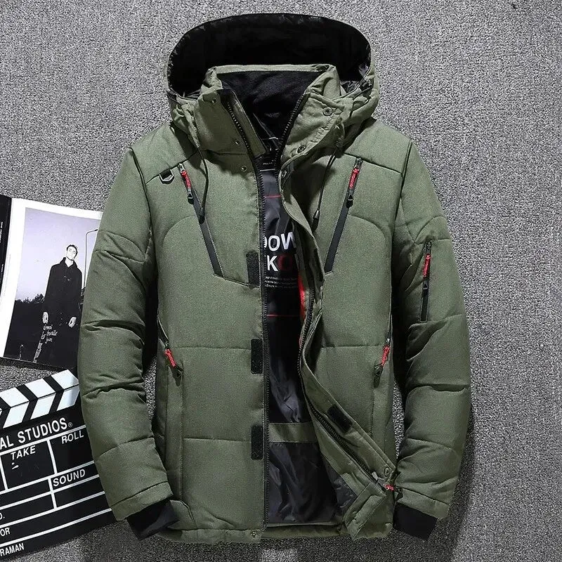 2024 Mens White Duck Down Jacket Warm Hooded Thick Puffer Jacket Coat Male Casual High Quality Overcoat Thermal Winter Parka