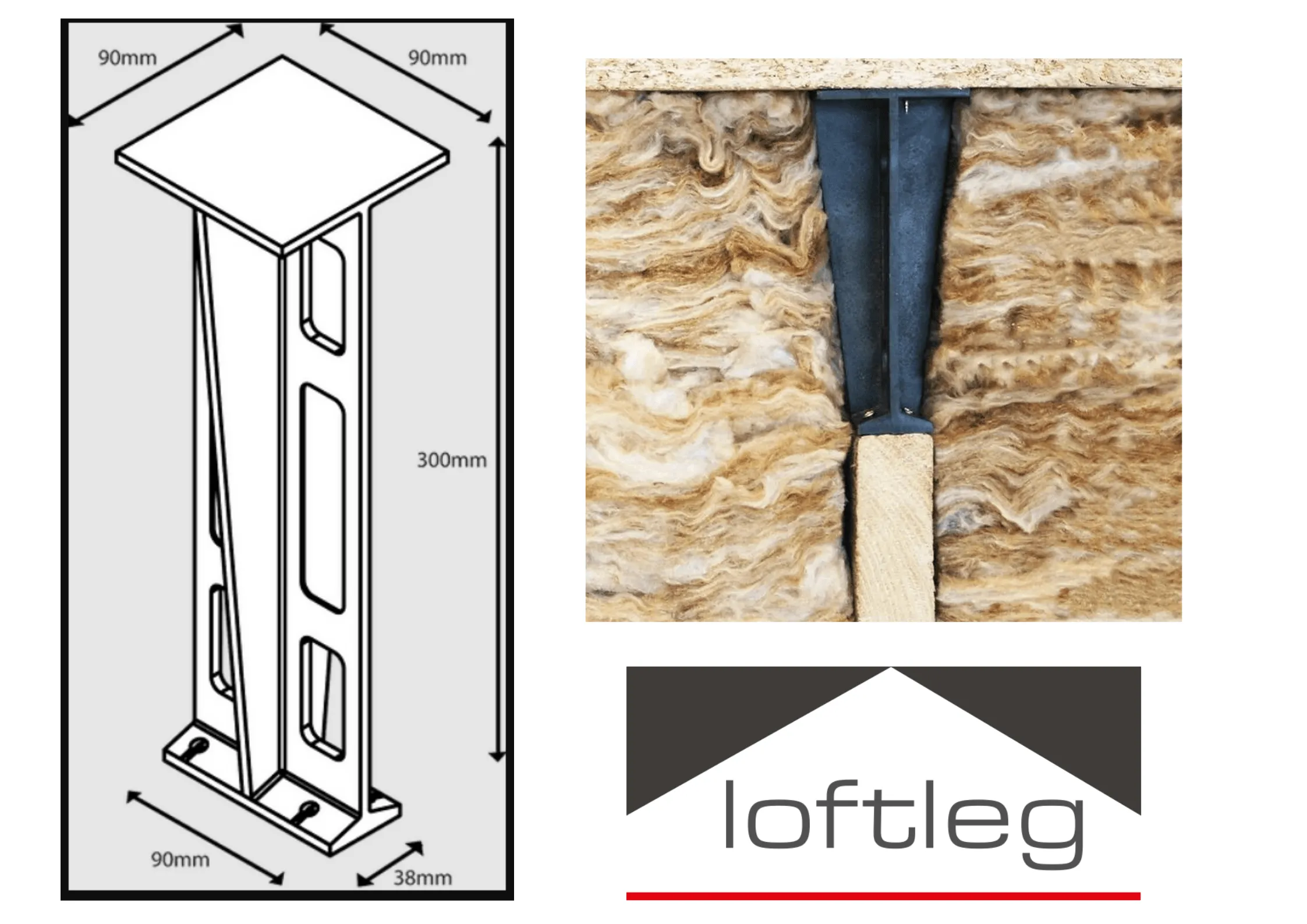 300mm Raised Floor Loft Leg XL | (Pack 12)