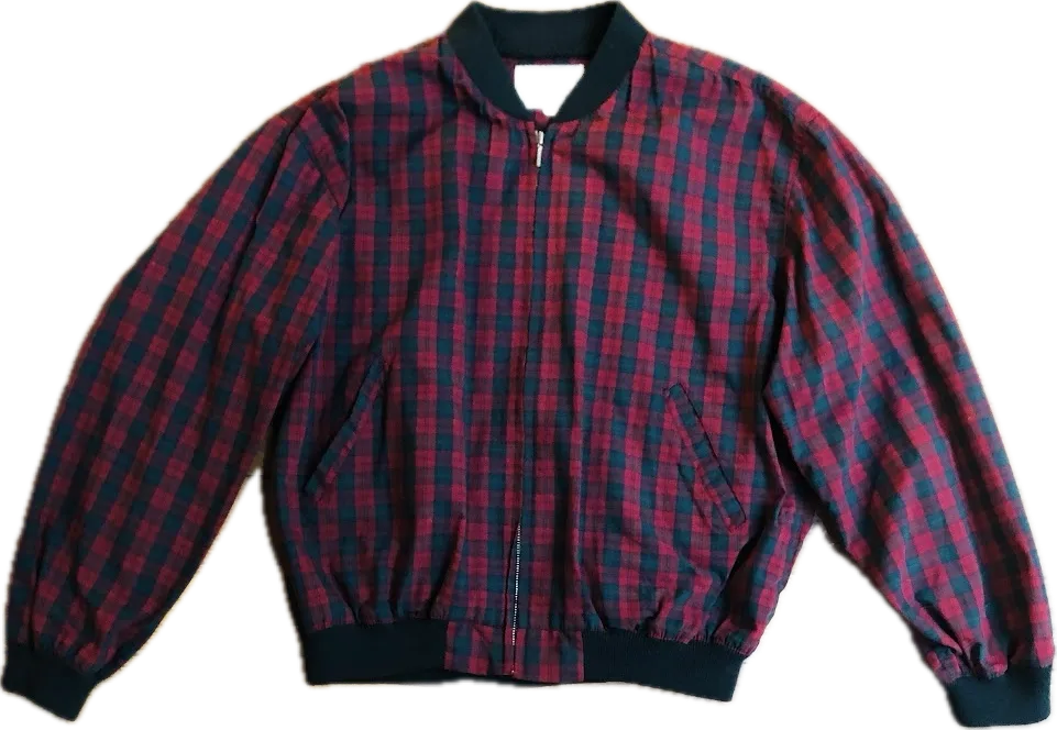 90s Creeks Plaid Bomber Jacket    L