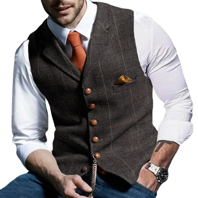 BACKWOODS | Men's Vintage Check Lapel Groomsmen Suit Vest
