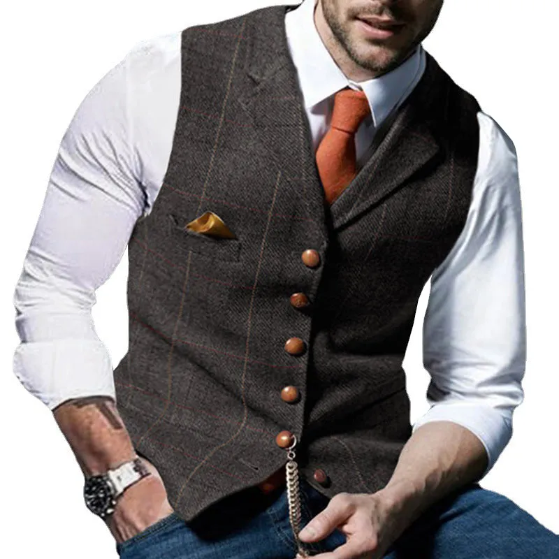 BACKWOODS | Men's Vintage Check Lapel Groomsmen Suit Vest