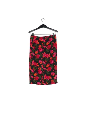 Black and red floral pencil skirt