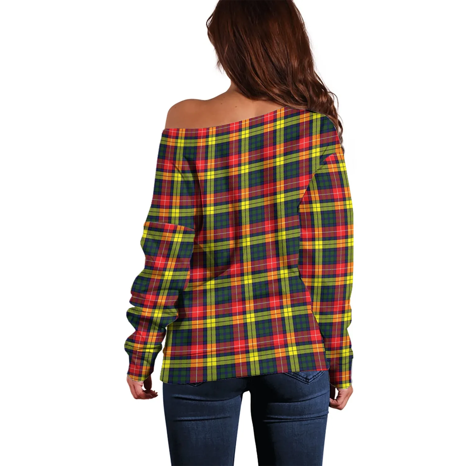 Buchanan Modern Tartan Off Shoulder Women Sweater