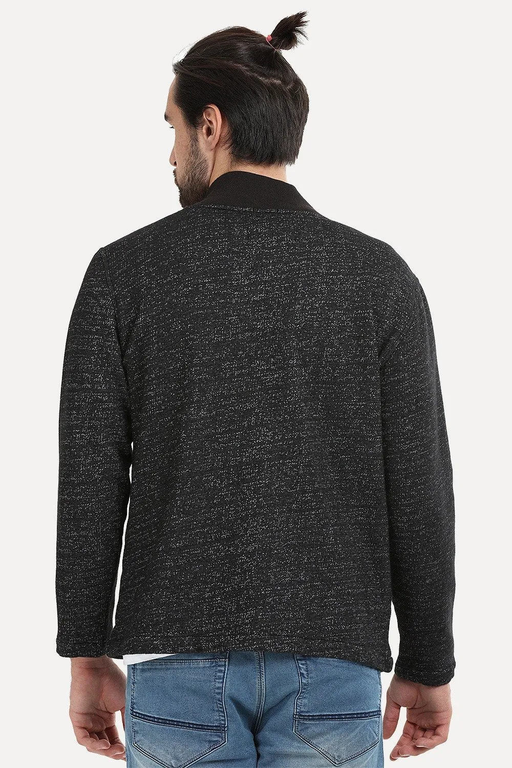 Buttoned Fleece Heather Black Jacket