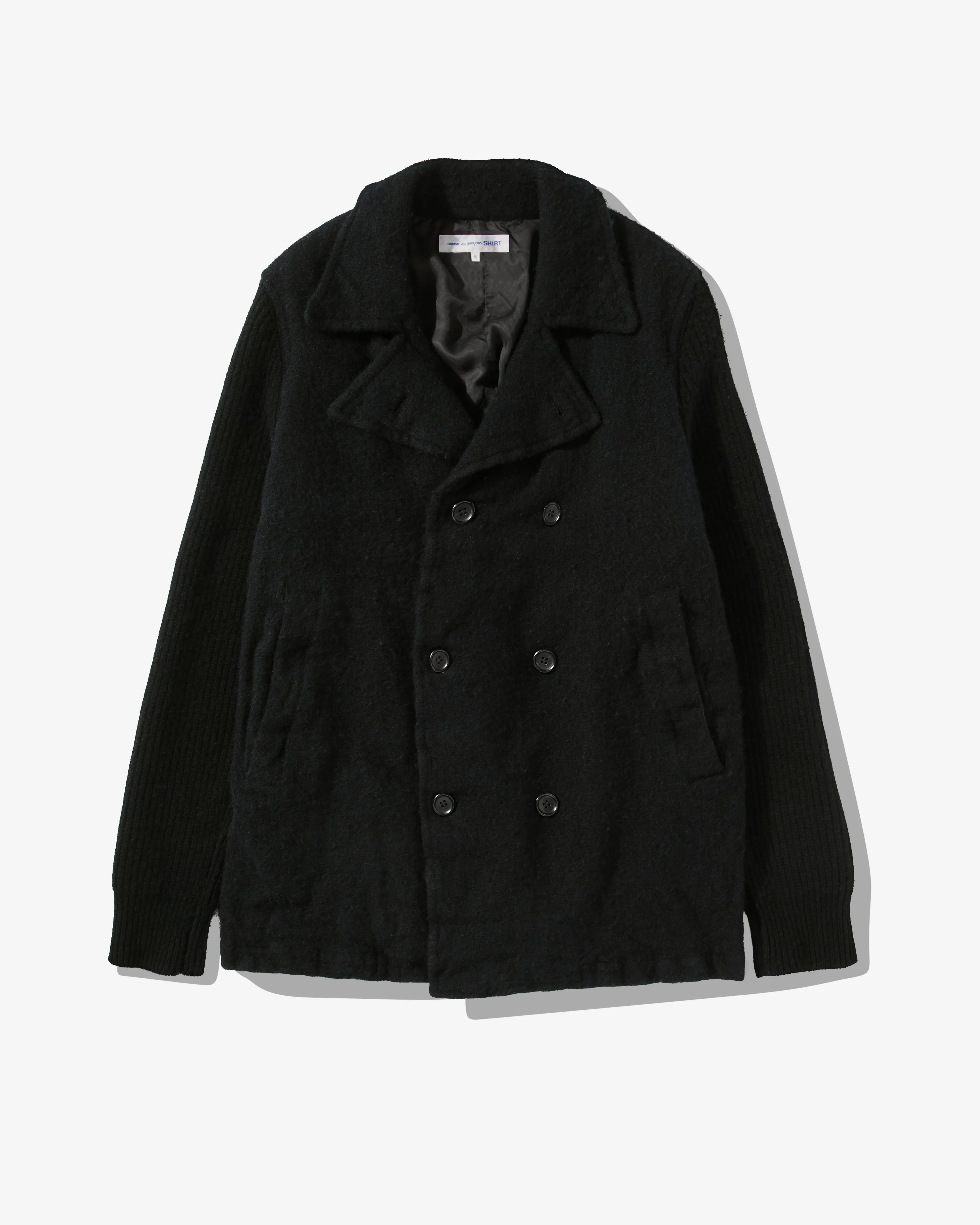 CDG Shirt - Men's Wool Nylon Double Breasted Coat - (Navy)