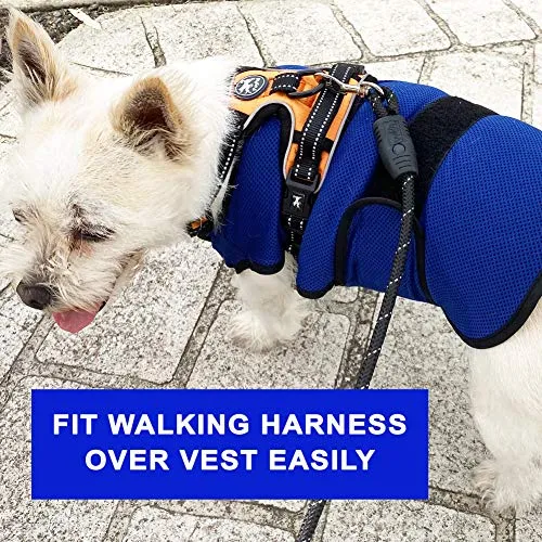 DOGZSTUFF Dog Cooling Vest. Lightweight Jacket with Evaporative Cool Microfiber Technology, UV Protection Shirt for Beach, Sizing for Small, Medium and Large Dogs (XS, Dark Blue)