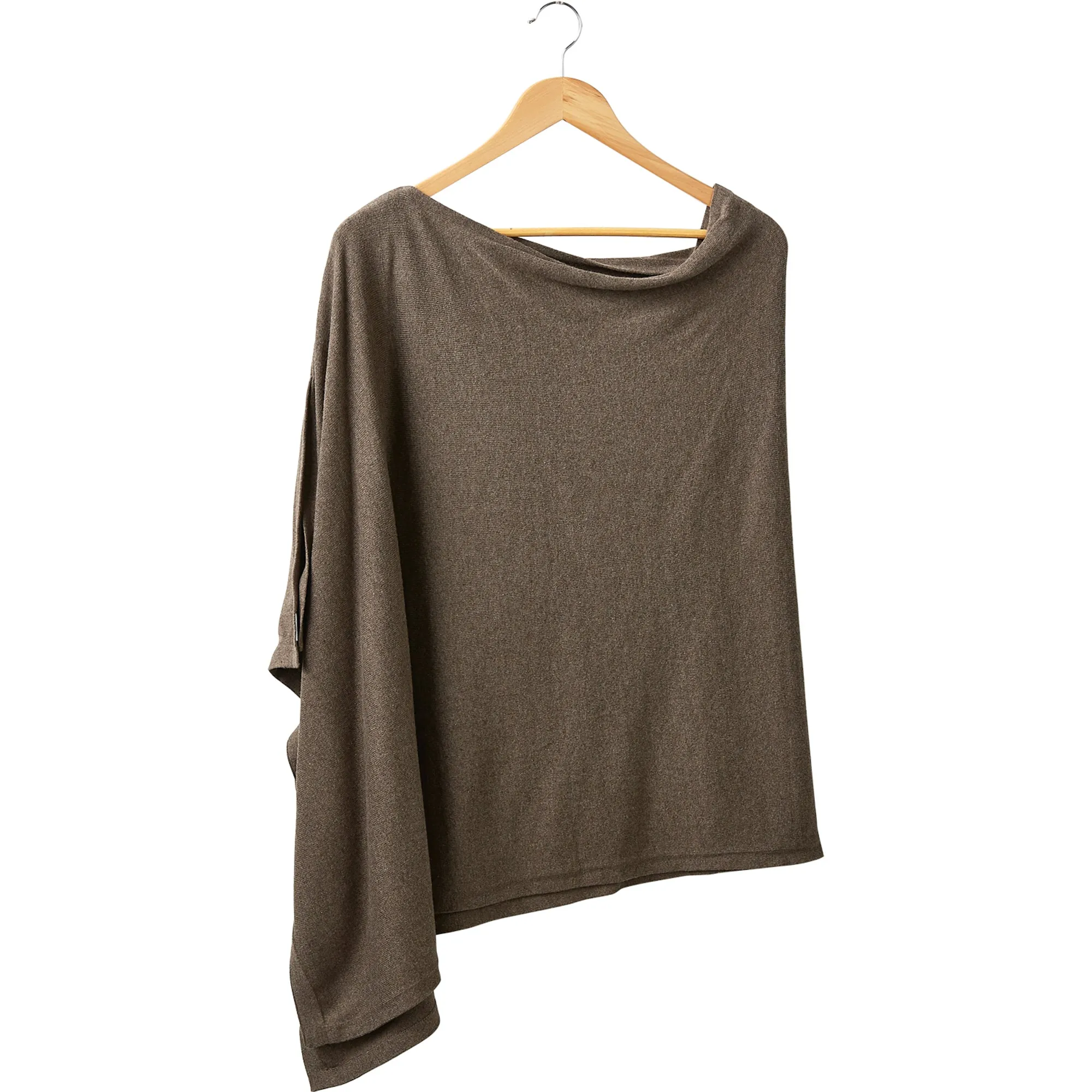 Elegant Solid Cotton Poncho - Taupe