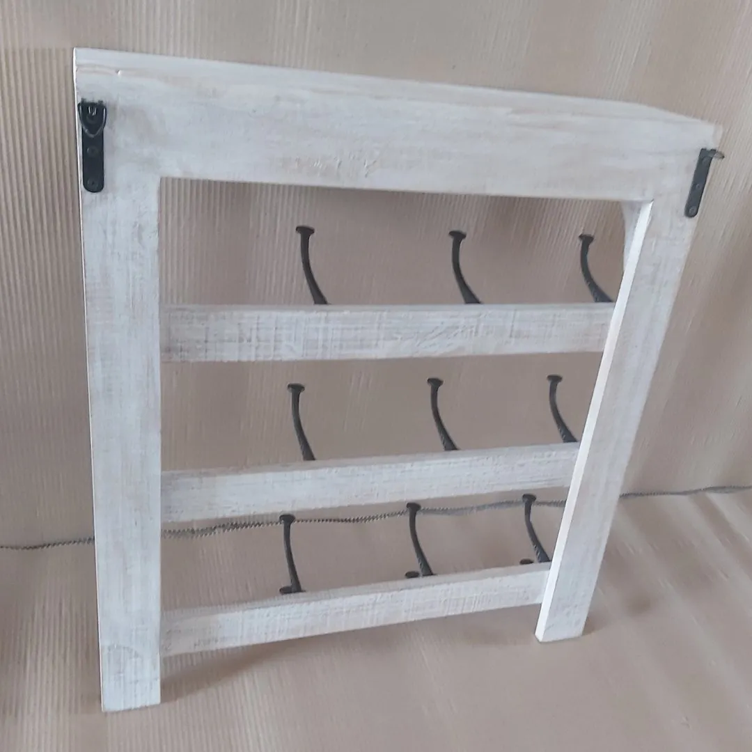 Elisa Mango Wood Coat Rack Shelf Wall Mount 16 hooks