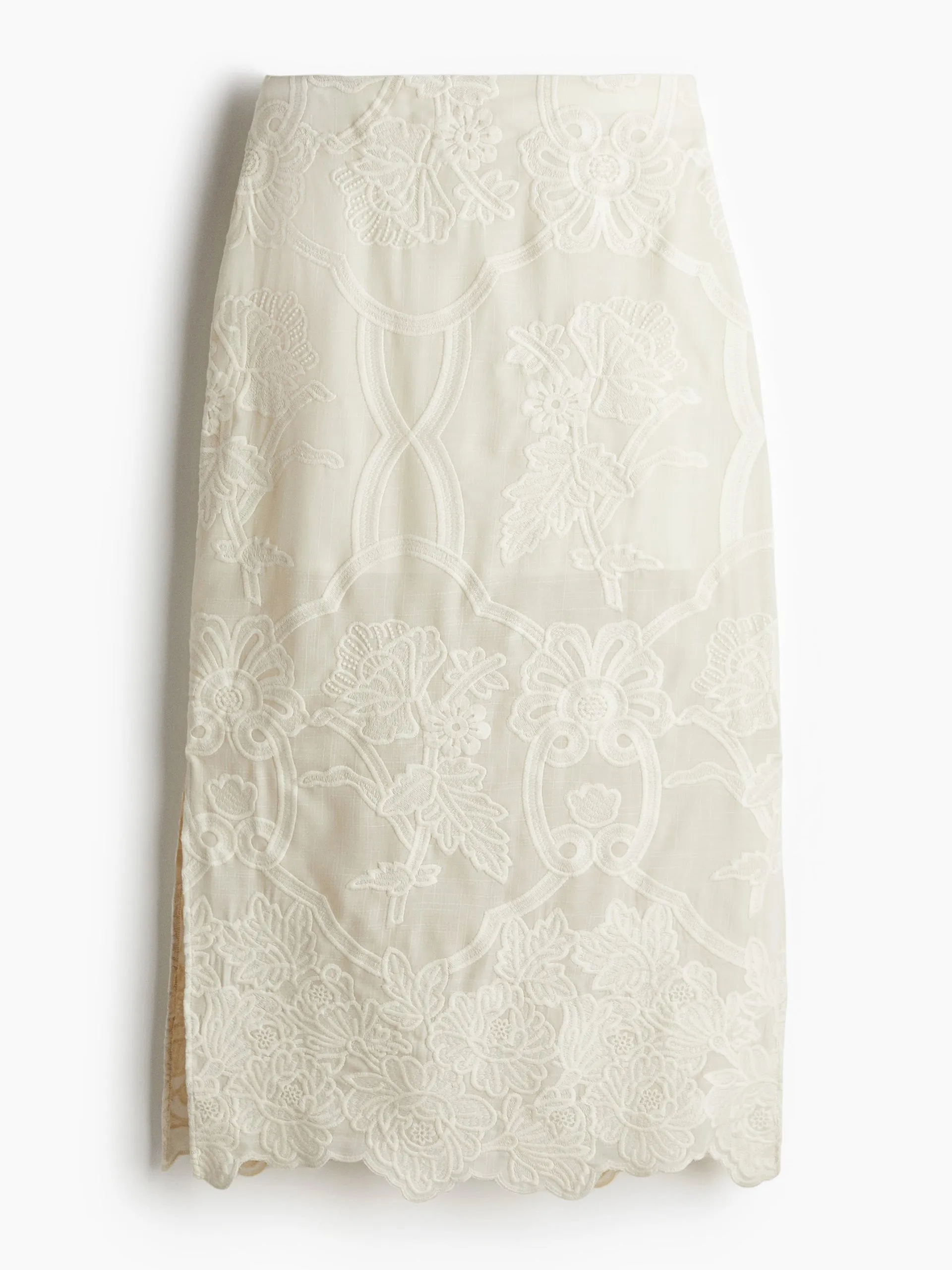 Embroidered pencil skirt