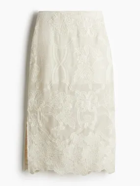 Embroidered pencil skirt