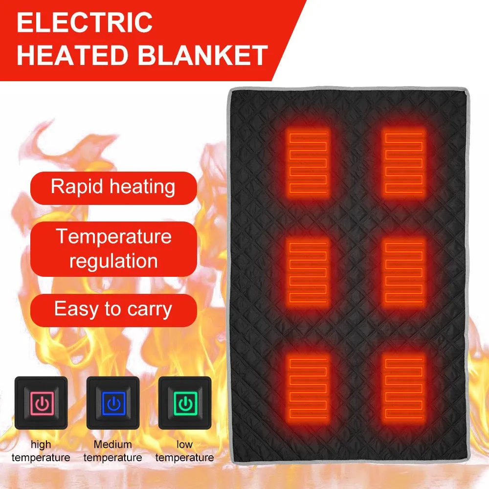 Ice Fishing Polar Fleece Heated Blanket With Portable Charger Waterproof Thickened Heated Shawl For Fishing