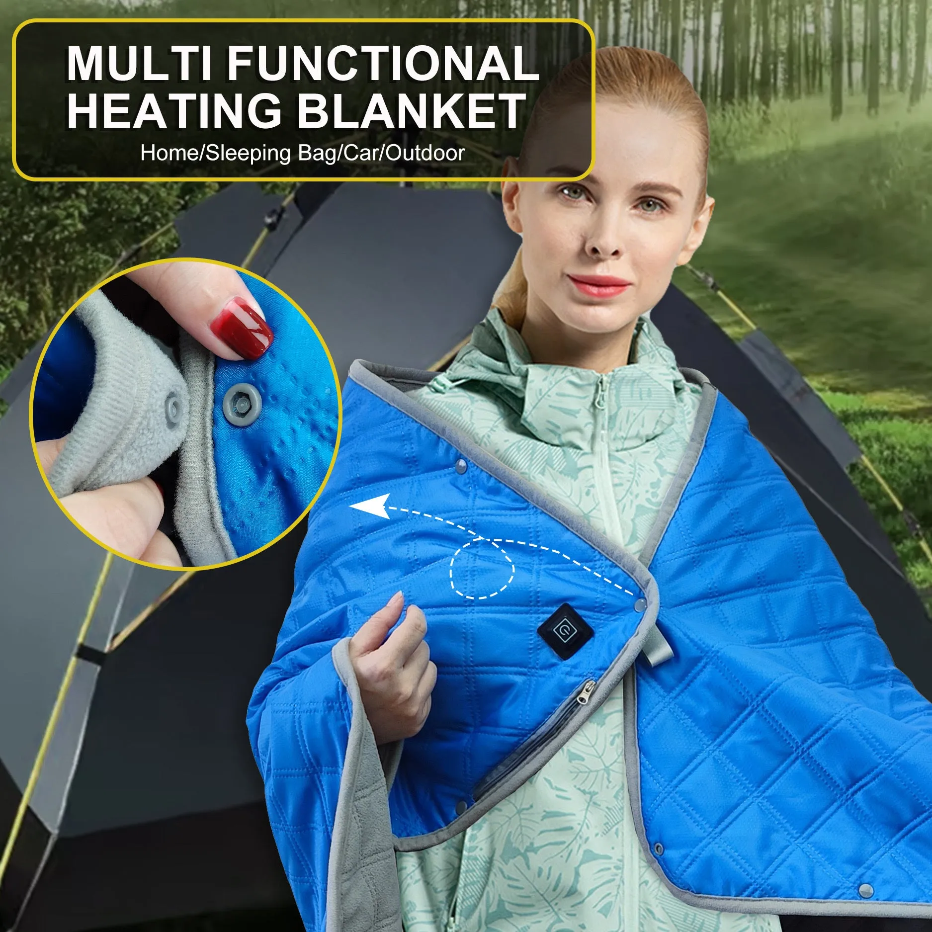Ice Fishing Polar Fleece Heated Blanket With Portable Charger Waterproof Thickened Heated Shawl For Fishing