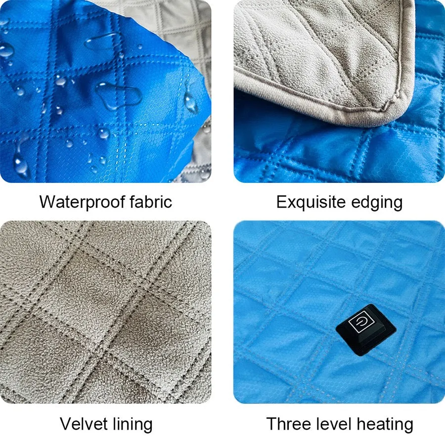 Ice Fishing Polar Fleece Heated Blanket With Portable Charger Waterproof Thickened Heated Shawl For Fishing