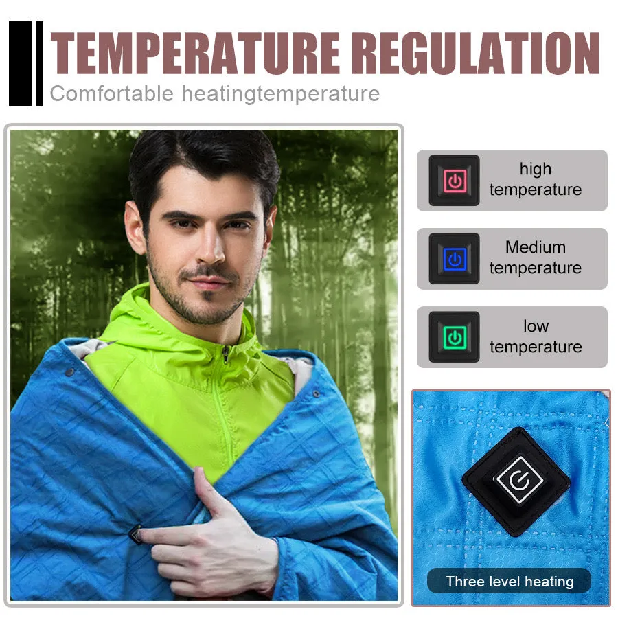 Ice Fishing Polar Fleece Heated Blanket With Portable Charger Waterproof Thickened Heated Shawl For Fishing
