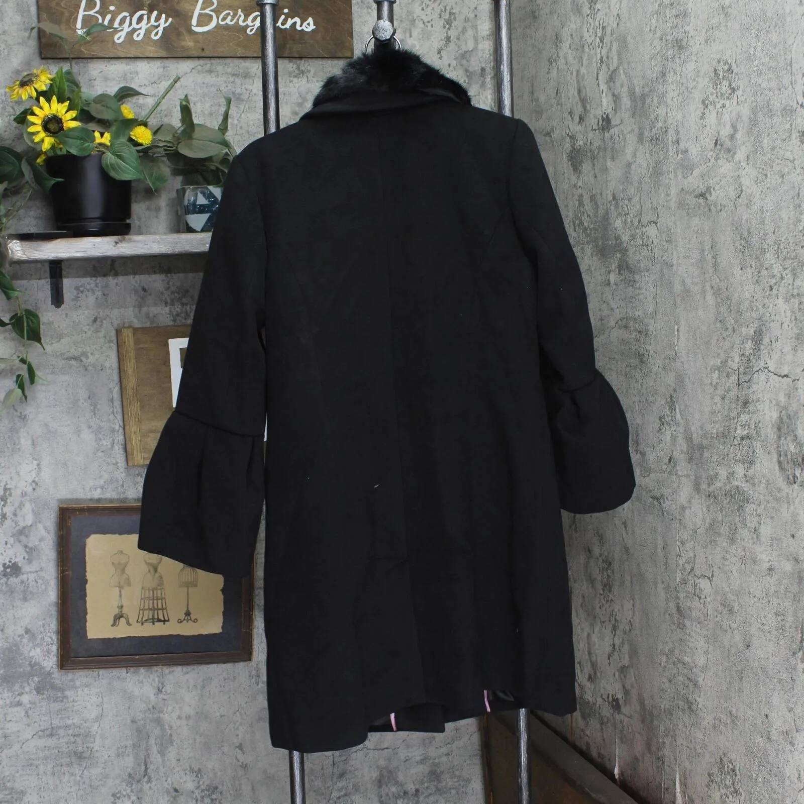 Isaac Mizrahi Live! Faux Fur Collar Heavyweight Overcoat  Parka Coat Black 12