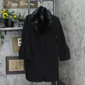 Isaac Mizrahi Live! Faux Fur Collar Heavyweight Overcoat  Parka Coat Black 12