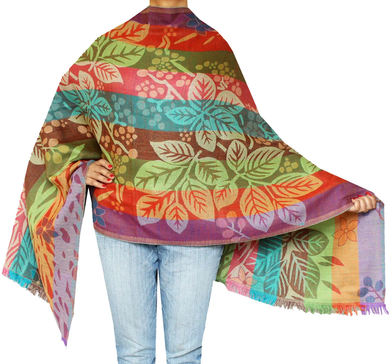 Jamawar Scarf Wool Shawl  Womens Wrap India Clothing (76 x 26 inches)