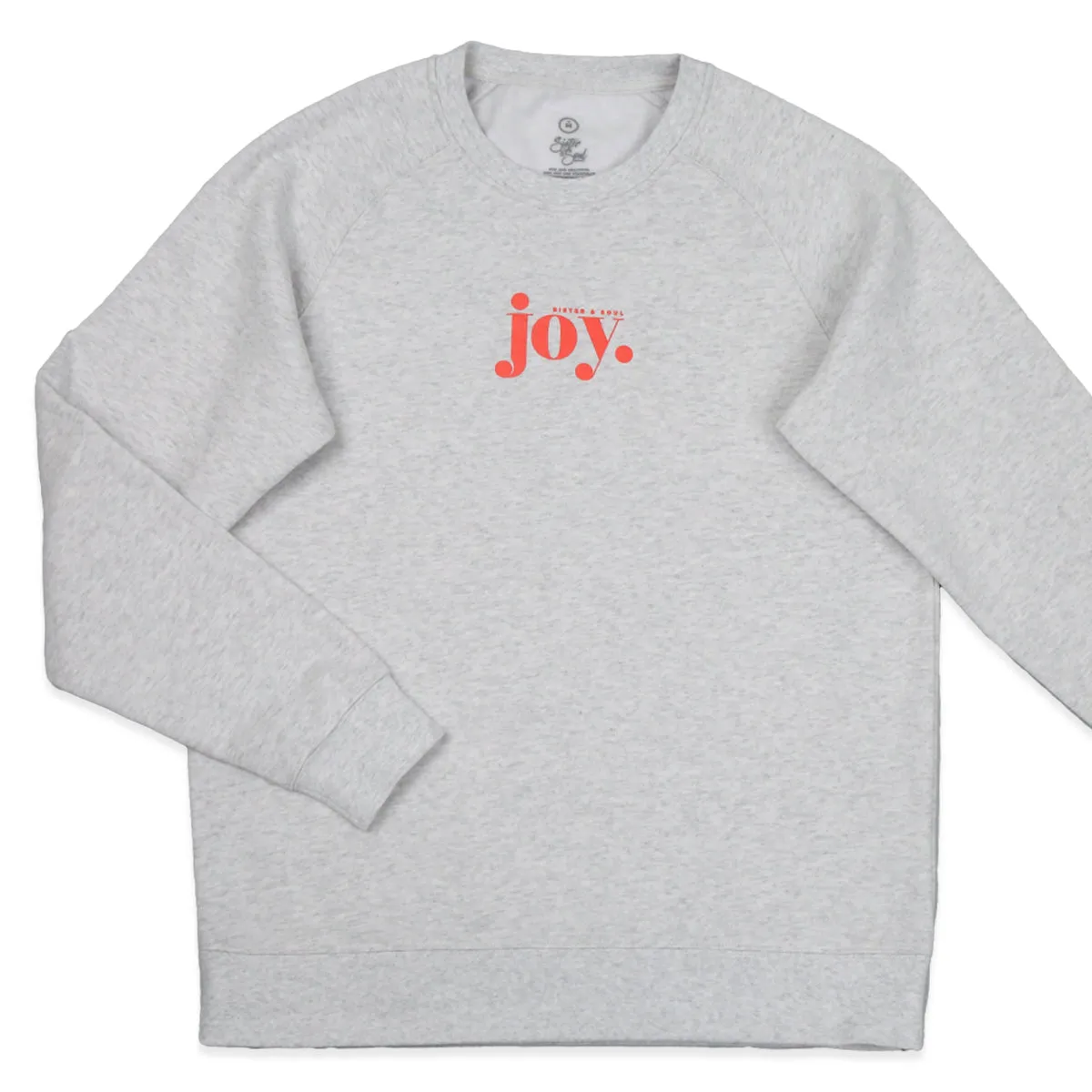 Joy Crew Neck Jumper - Light Grey Marle - Sunshine Orange Print