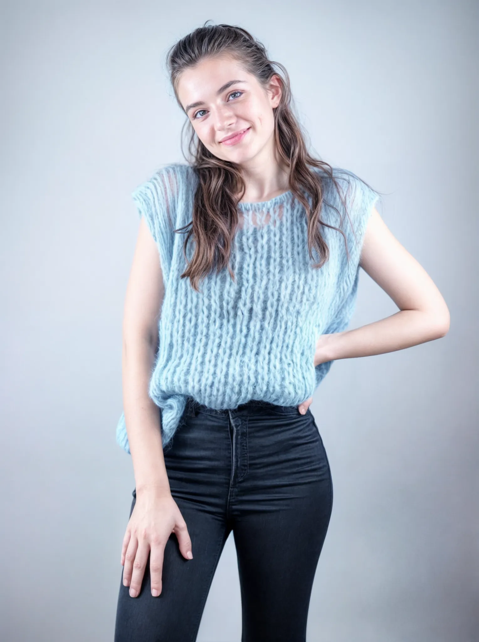 Knit Kit Strick - Weste aus weicher Mohair Wolle gestrickt für den Sommer