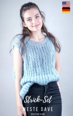 Knit Kit Strick - Weste aus weicher Mohair Wolle gestrickt für den Sommer