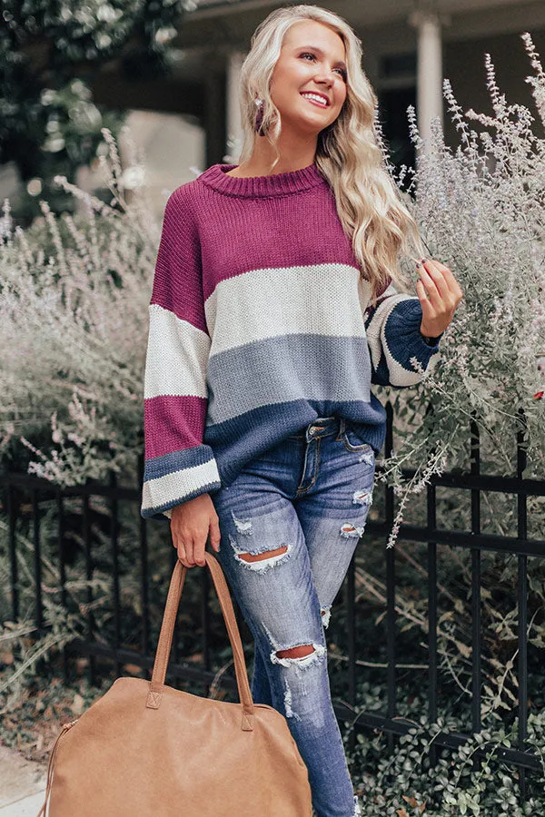 Mountains And Merlot Color Block Sweater in Orchid