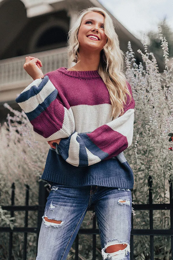 Mountains And Merlot Color Block Sweater in Orchid