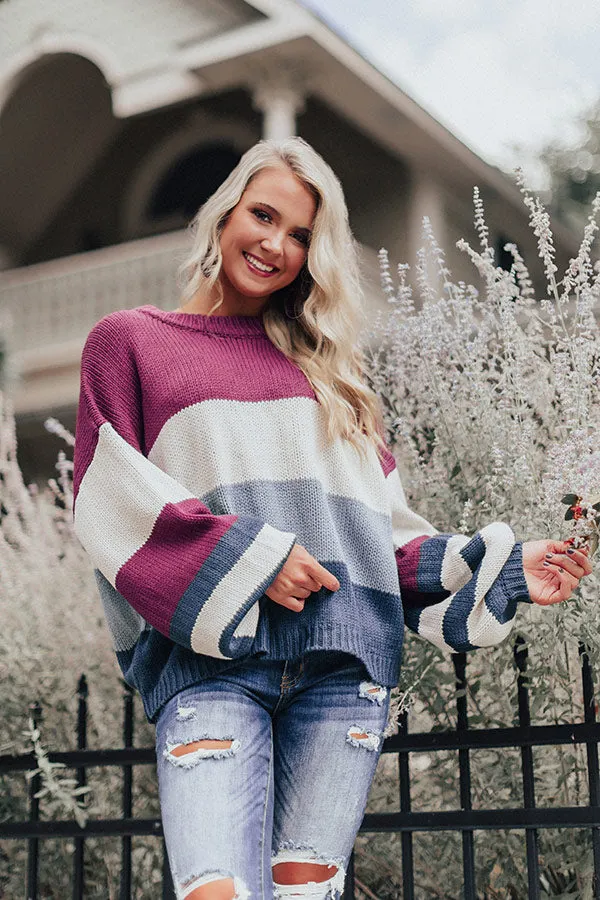 Mountains And Merlot Color Block Sweater in Orchid
