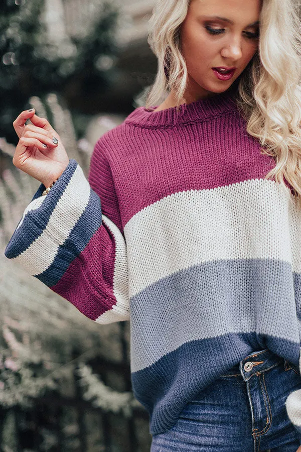 Mountains And Merlot Color Block Sweater in Orchid