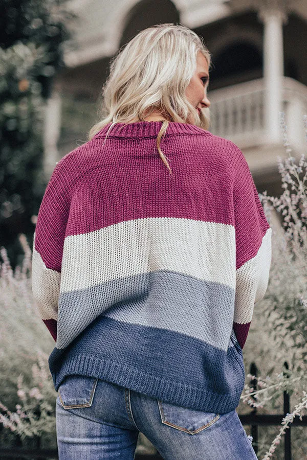 Mountains And Merlot Color Block Sweater in Orchid