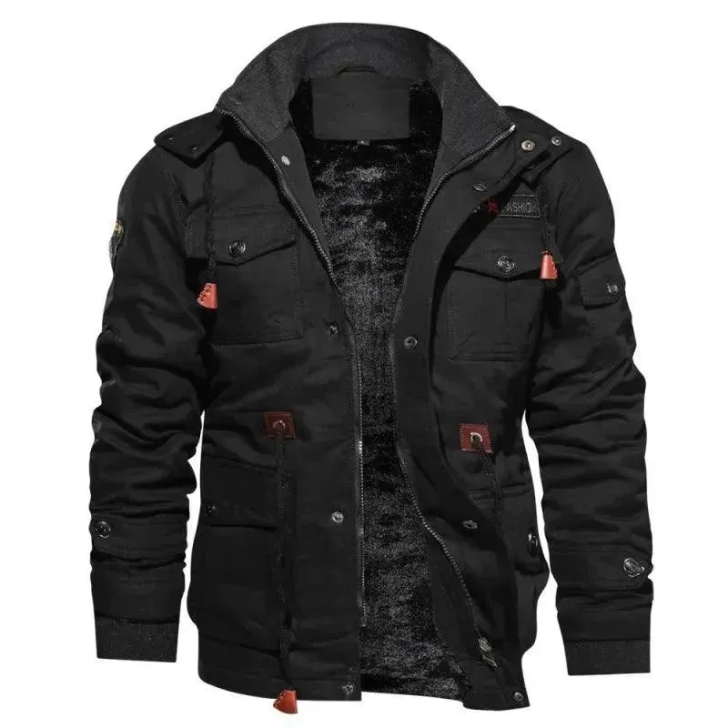 Multi-Pockets Casual Fleece Jacket Men