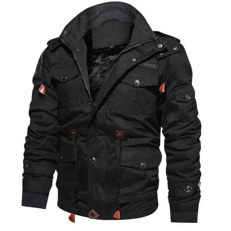 Multi-Pockets Casual Fleece Jacket Men