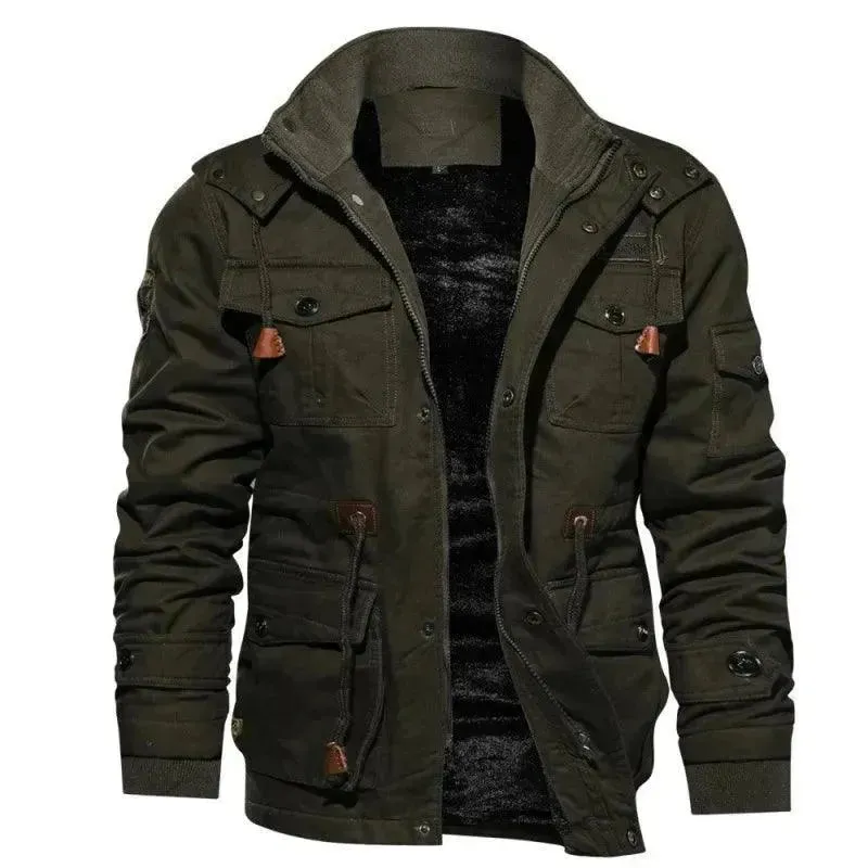Multi-Pockets Casual Fleece Jacket Men