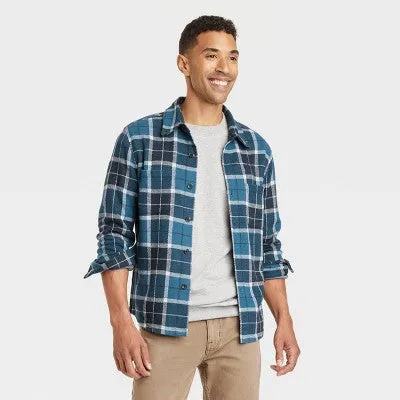 New - Goodfellow & Co Men Fleece Knit Button Down Shirt Jacket Heavyweight Long Sleeve