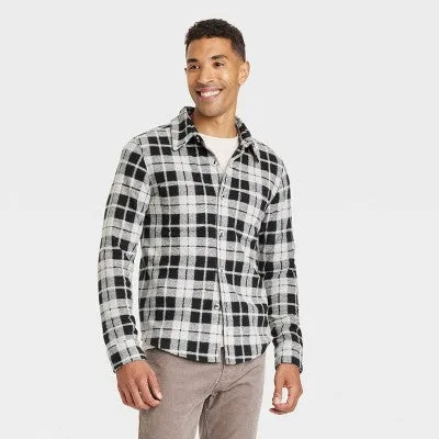New - Goodfellow & Co Men Fleece Knit Button Down Shirt Jacket Heavyweight Long Sleeve