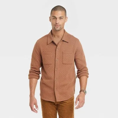 New - Goodfellow & Co Men Fleece Knit Button Down Shirt Jacket Heavyweight Long Sleeve
