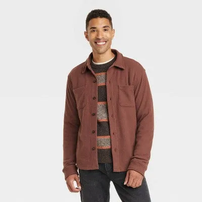 New - Goodfellow & Co Men Fleece Knit Button Down Shirt Jacket Heavyweight Long Sleeve