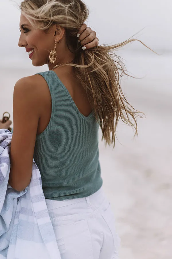 Patio Weather Ribbed Tie Tank In Mint