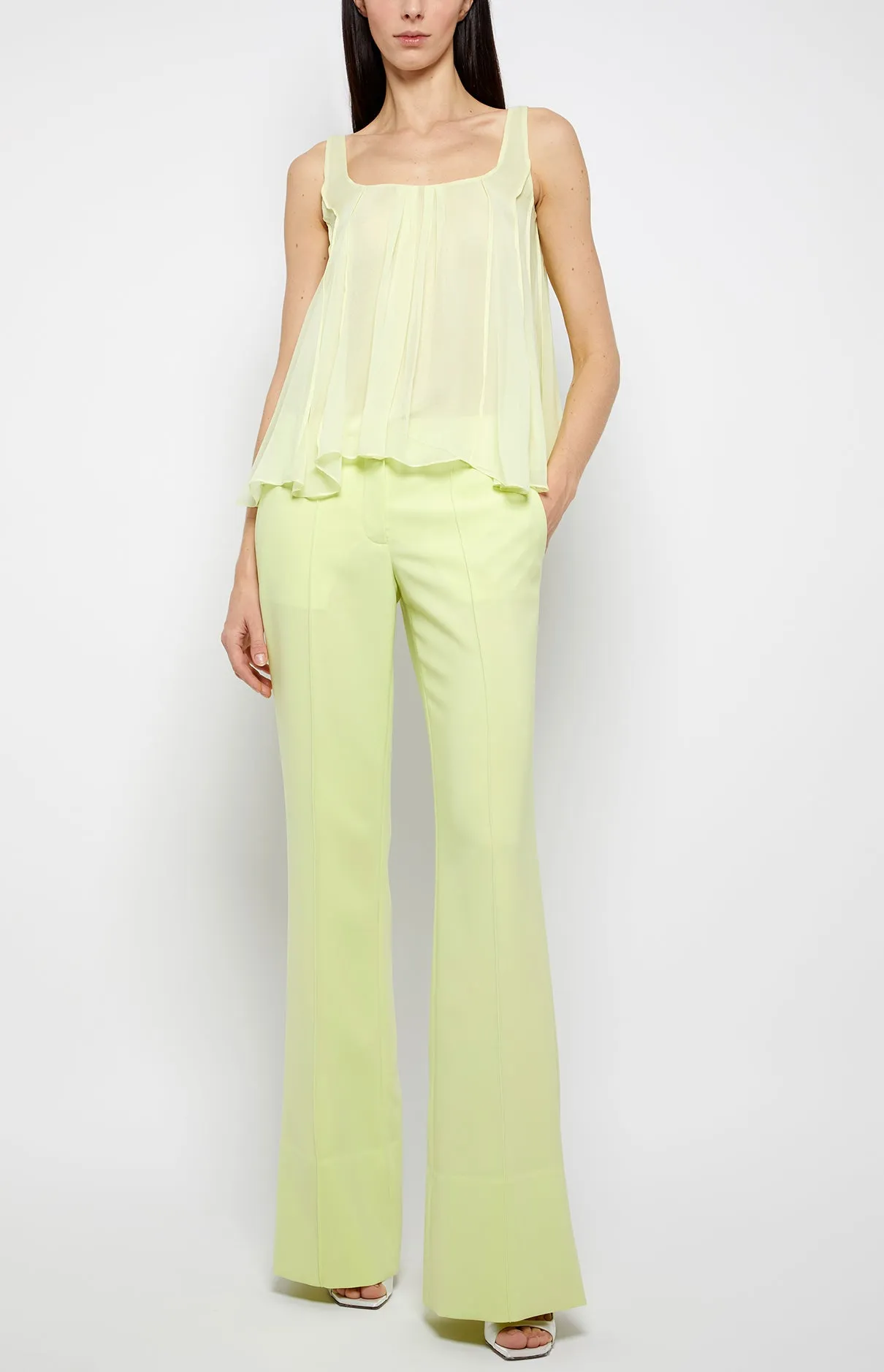 PINTUCK FRONT FULL LEG TROUSER