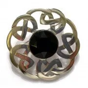 Plaid Brooch Celtic Interlace with Stone
