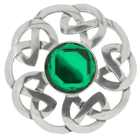 Plaid Brooch Celtic Interlace with Stone