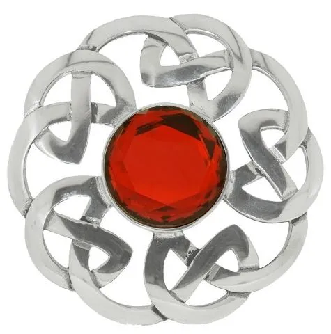 Plaid Brooch Celtic Interlace with Stone