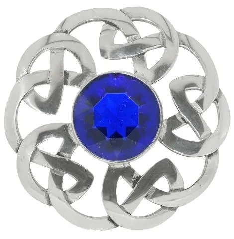 Plaid Brooch Celtic Interlace with Stone