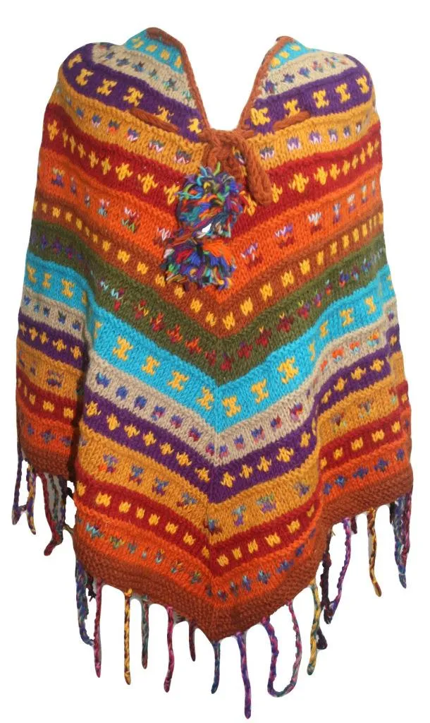 PN 200 Himalayan 2 Ply Warm Sheep Wool Hand Knitted Poncho