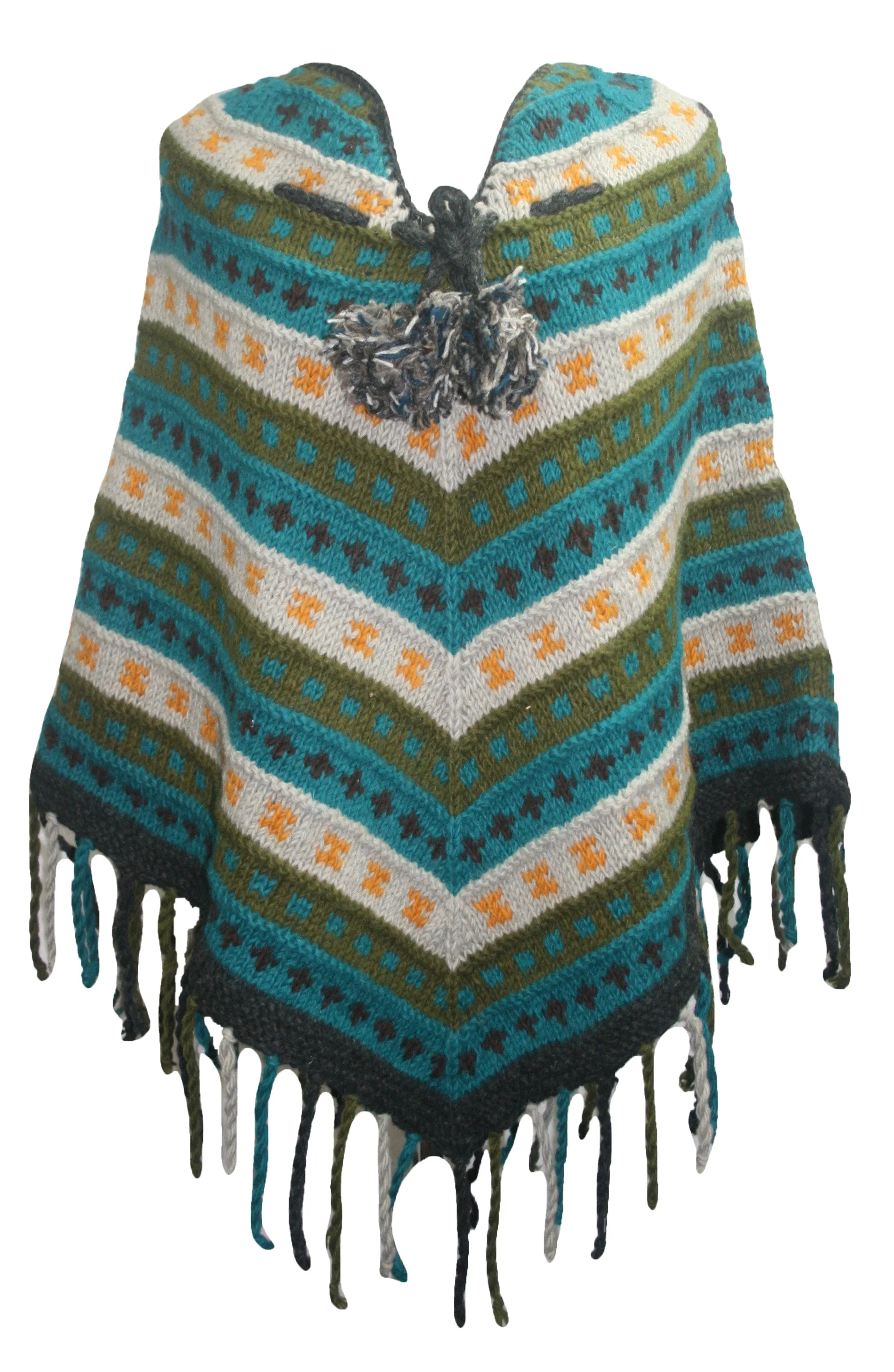 PN 200 Himalayan 2 Ply Warm Sheep Wool Hand Knitted Poncho