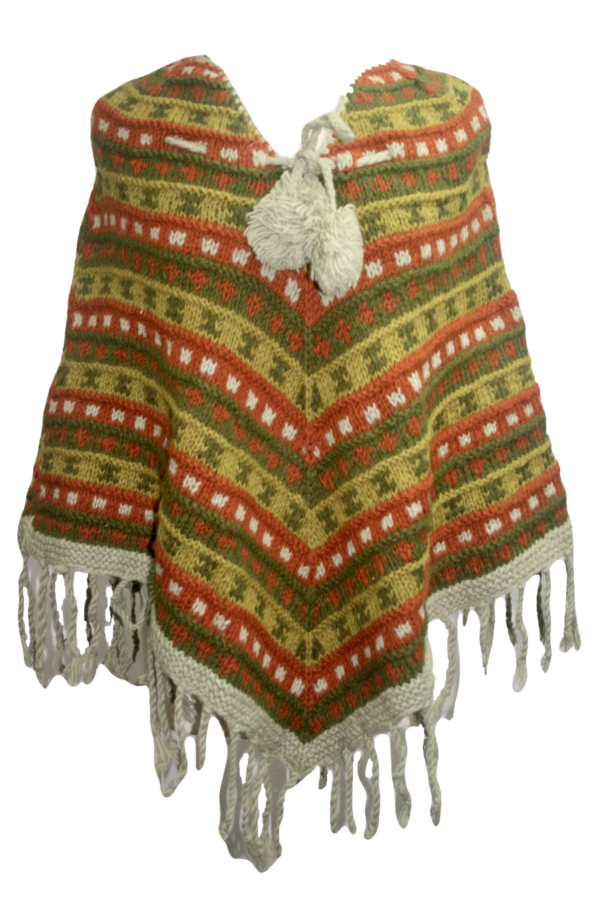 PN 200 Himalayan 2 Ply Warm Sheep Wool Hand Knitted Poncho