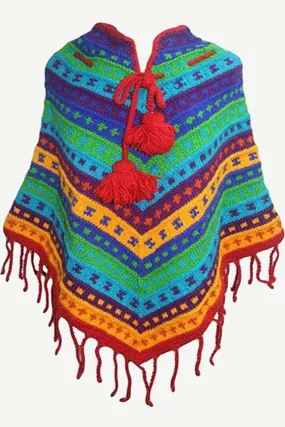 PN 200 Himalayan 2 Ply Warm Sheep Wool Hand Knitted Poncho