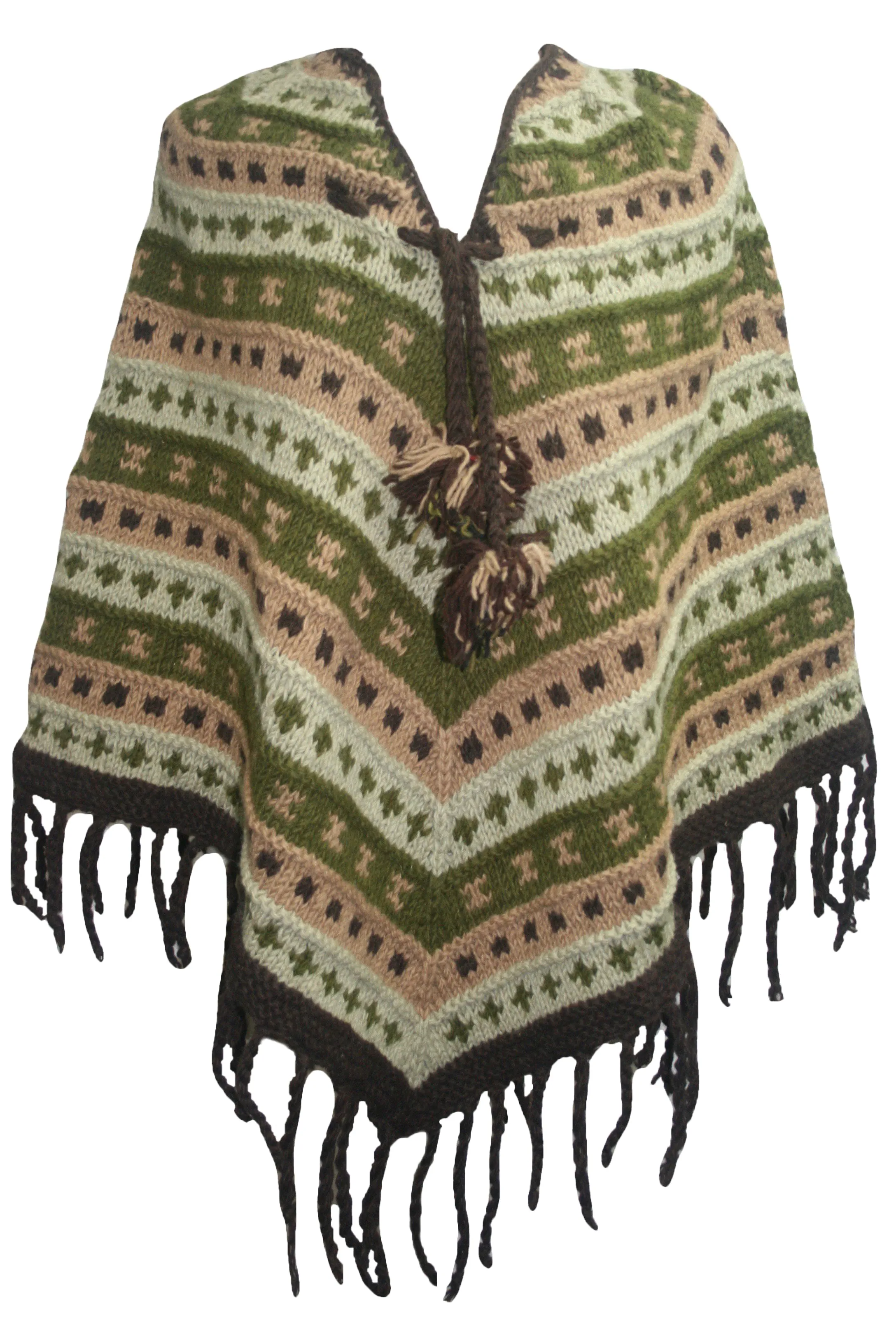 PN 200 Himalayan 2 Ply Warm Sheep Wool Hand Knitted Poncho