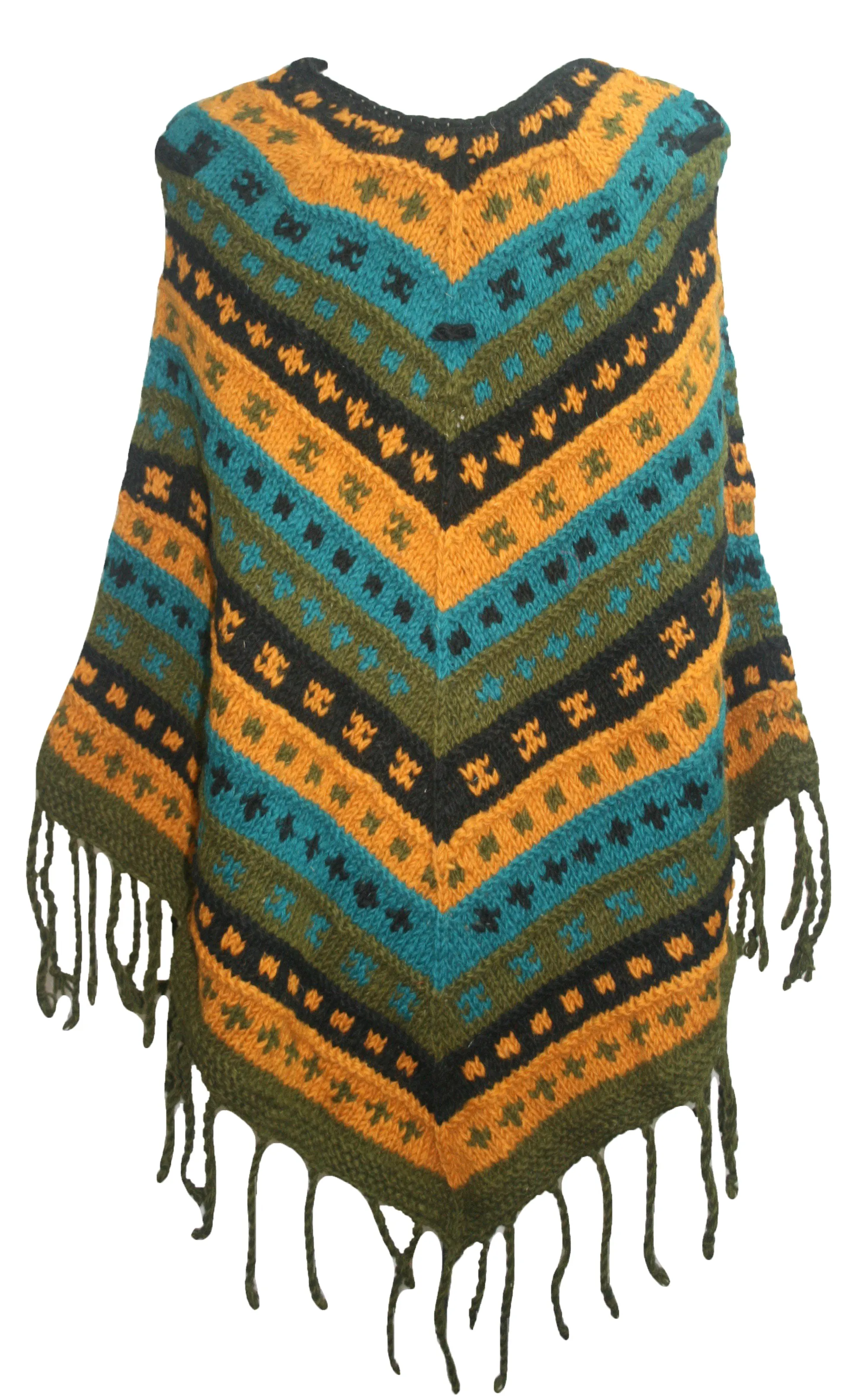 PN 200 Himalayan 2 Ply Warm Sheep Wool Hand Knitted Poncho
